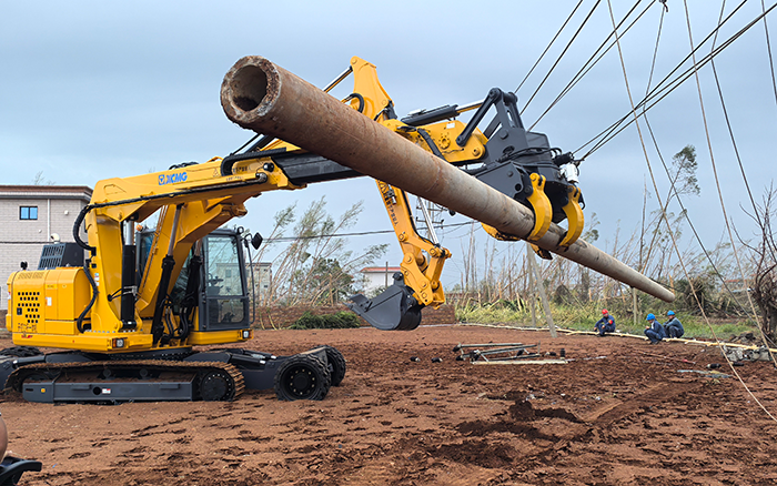“摩羯”來襲，徐工開挖立桿一體機跑贏時間助力抗災復電搶修